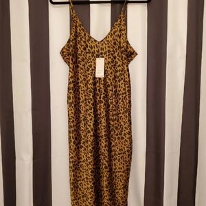 NWT Leopard satin effect midi dress